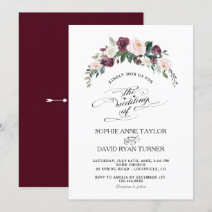 Charm Burgundy Blush Elfenbeinblut Hochzeit Einladung