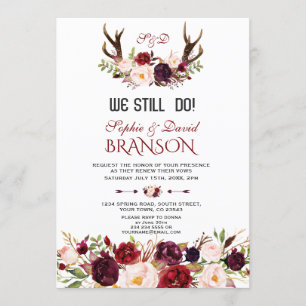 Charm Burgundy Blush Floral Antlers, die wir noch  Einladung