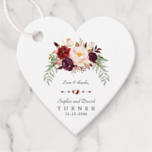 Charm Burgundy Marsala Floral Handwriting Wedding Geschenkanhänger