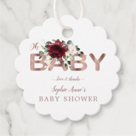 Charm Burgundy Pink Floral Gold Girl Baby Dusche Geschenkanhänger