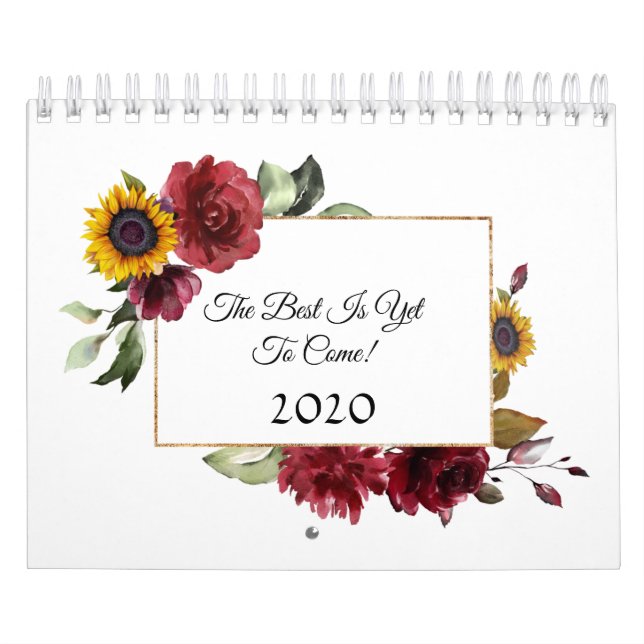Charm Burgundy Sonnenblumen Inspiration Zitat 2020 Kalender (Titelbild)