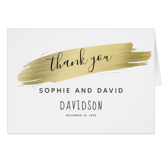 Charm Calligraphy Gold Stroke Vielen Dank (Vorderseite (Horizontal))