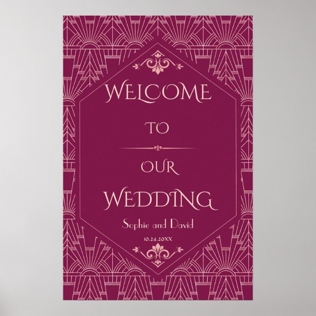 Charm Cooper Great Gatsby Wedding Willkommenszeich Poster (Vorne)