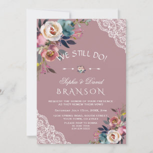 Charm Dusty Blue Dusty Rose Floral wir noch tun Einladung