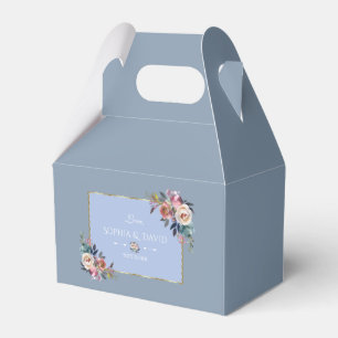 Charm Dusty Blue Pink Blume Goldrahmen Hochzeit Geschenkschachtel