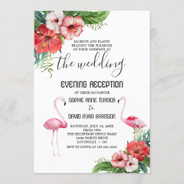 Charm Flamingo Floral Wedding Abend Empfang Einladung