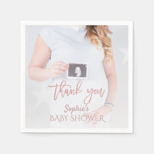 Charm Foto Baby Dusche Rose Gold Vielen Dank Serviette