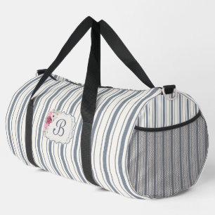 Charm Französischer Bauernhof Blau und Weiß Streif Duffle Bag