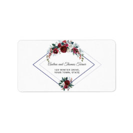 Charm Geometric Burgundy Floral Pine Navy Hochzeit Adressaufkleber