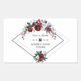Charm Geometric Burgundy Floral Pine Navy Hochzeit Rechteckiger Aufkleber