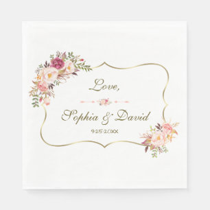 Charm Gold Blush Pink Blumenzehen Serviette