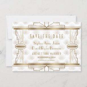 Charm Gold Great Gatsby Art Deco Save the Date