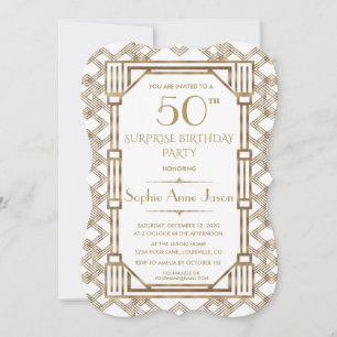 Charm Gold Schwarz Great Gatsby 50. Geburtstagsfei Einladung