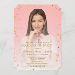 Charm Gold Sparkle Confetti Foto Graduation Party Einladung