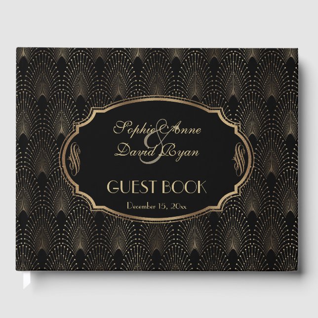 Charm Great Gatsby 20s Art Déco Hochzeit Gästebuch (Vorderseite)