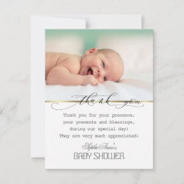 Charm Greenery Frame Gold Foto Baby Dusche Dankeskarte