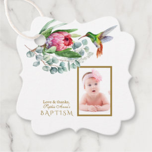 Charm Hummingbird Tropische Blume Foto Taufe Geschenkanhänger