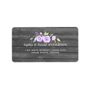 Charm Lavender Floral Barn Wood Wedding Adressaufkleber
