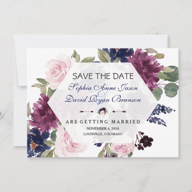 Charm Lavender Lila Blumenblüte Save the Date (Vorderseite)