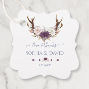 Charm Lavender Pink White Blume Antlers Wedding Geschenkanhänger