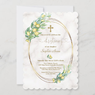Charm Lemon Frucht Marmorkalligraphie Christening Einladung