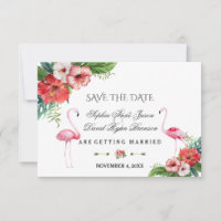 Charm Luau Flamingo Tropical Floral Save the Date