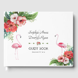 Charm Luau Flamingo Tropical Floral Wedding Gästebuch
