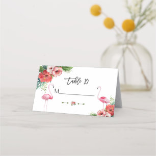 Charm Luau Flamingo Tropical Floral Wedding Platzkarte