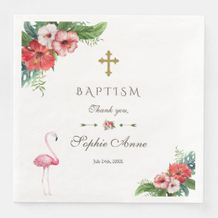 Charm Luau Flamingo Tropische Taufe der Blumen Serviette