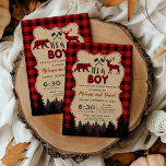 Charm Lumberjack Little Hunter Baby Dusche Einladung<br><div class="desc">Rustikales Jagdmotiv-Design: eine alte Papierform mit gepunktetem Rahmen,  ein Bär,  ein Elch,  Tannenbäume und zwei Brüte,  alle auf einem roten,  als Hintergrund karierten Büffel. Verwenden Sie das Tool Anpassen,  um Ihre Informationen hinzuzufügen. Red Buffalo Kariert/Lumberjack Birthday Collection.</div>