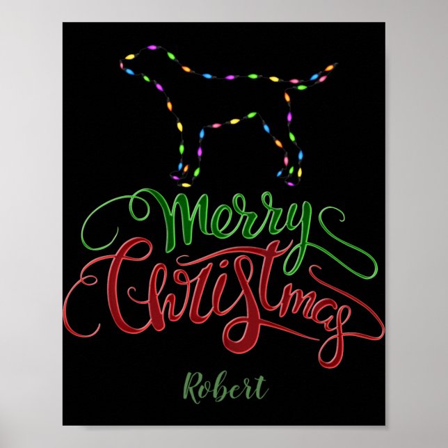 Charm Merry Christmas Light Bulbs Dog Monogram Tod Poster (Vorne)