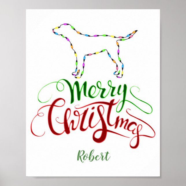 Charm Merry Christmas Light Bulbs Dog Monogram Tod Poster (Vorne)