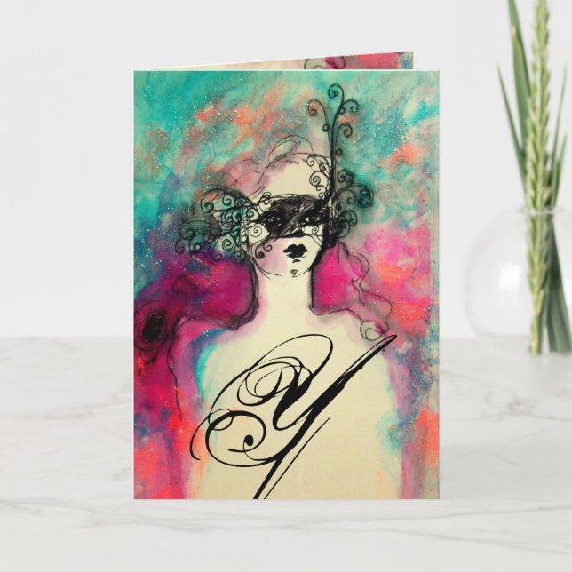 CHARM MONOGRAM / Frohes Neujahrsfest Feiertagskarte (Vorderseite)