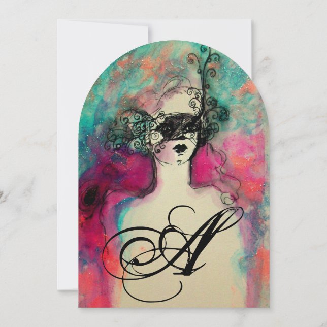 CHARM MONOGRAM , Sweet 16 Masquerade Party Einladung (Rückseite)