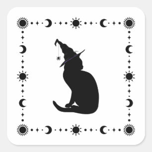 Charm n' Hexenkatzensticker Quadratischer Aufkleber