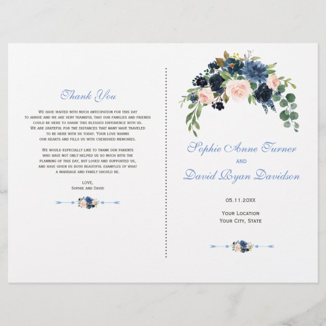 Charm Navy Blue Blush Blume Bloom Programm Flyer (Vorne)