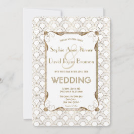 Charm Old Hollywood Great Gatsby White Wedding Einladung