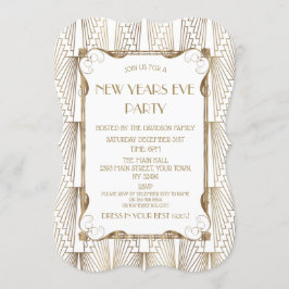 Charm Old Hollywood White Great Gatsby New Year Einladung