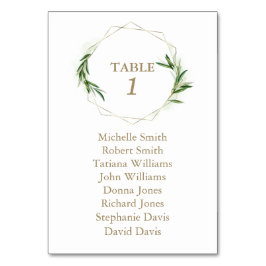 Charm Olive Blätter Gold Taufe Seating Chart Tischnummer