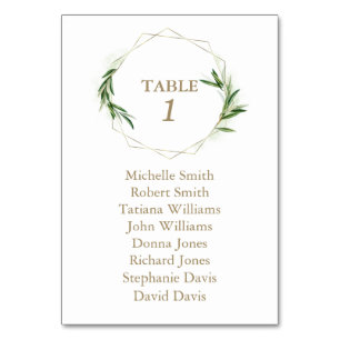 Charm Olive Blätter Gold Taufe Seating Chart Tischnummer