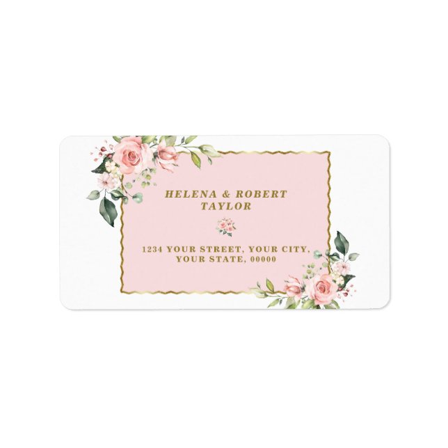Charm Pink Blush Blume Gold Heilige Kommune Adressaufkleber (Vorne)