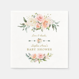 Charm Pink Blush Blume Rahmen Babydusche Serviette