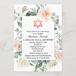 Charm Pink Blush Blume Star von David Bat Mitzvah Einladung