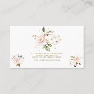 Charm Pink Blush Gold Floral Wedding Website Visitenkarte