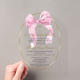 Charm Pink Bow Gold Girl Bestätigung transparent Acryleinladungen