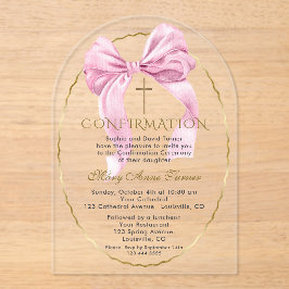 Charm Pink Bow Gold Girl Bestätigung transparent Acryleinladungen