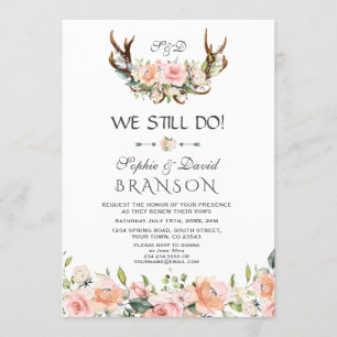 Charm Pink Cream Floral Antlers, die wir noch tun Einladung