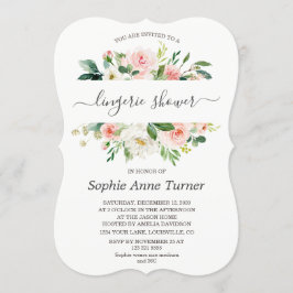 Charm Pink Cream Floral Calligraphy Brautparty Einladung