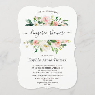 Charm Pink Cream Floral Calligraphy Brautparty Einladung