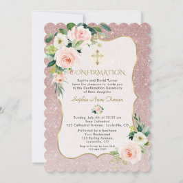 Charm Pink White Blume Gold Girl Bestätigung Einladung